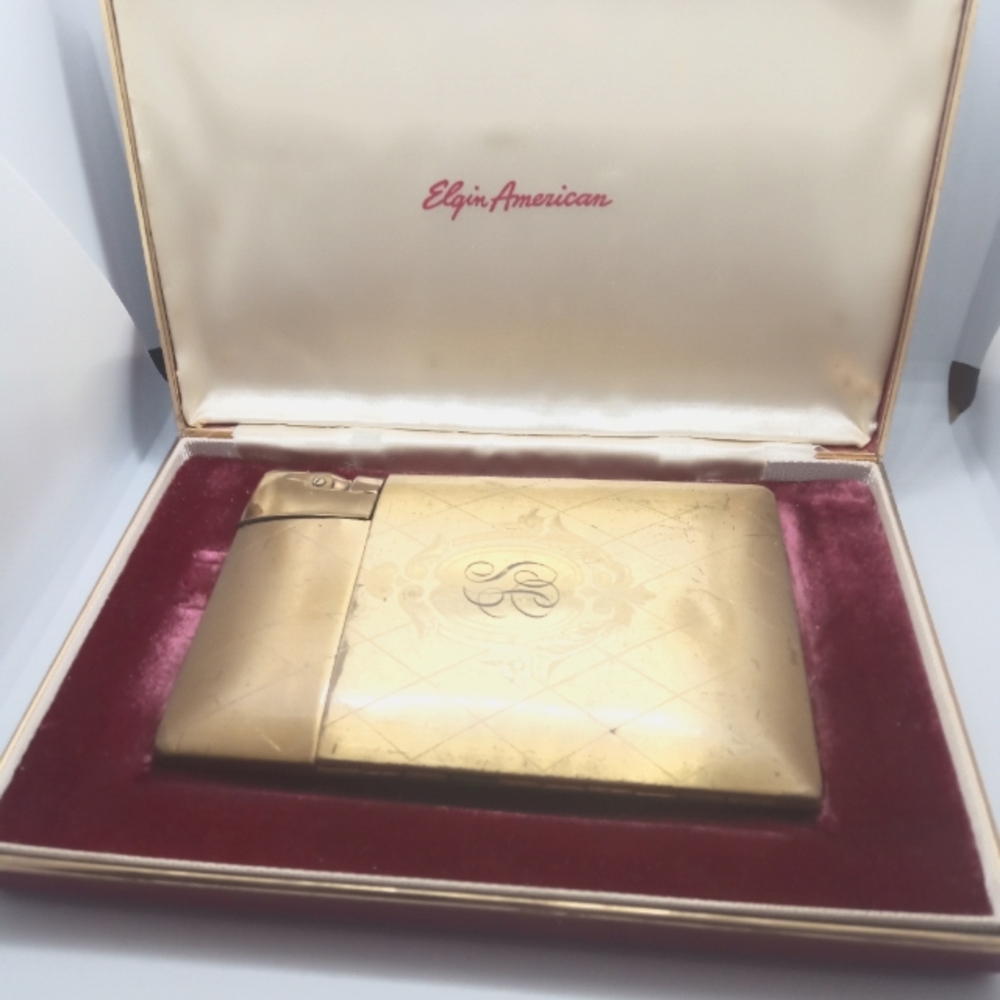 Vintage Cigarette Case w/built-in lighter with initials JS. Over 70 years old.